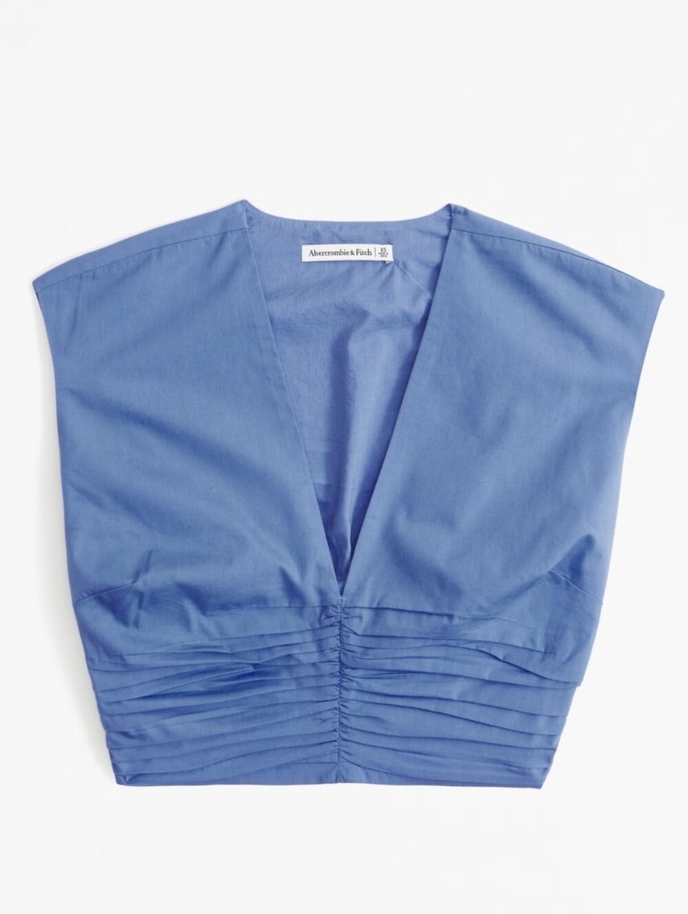 Abercrombie & Fitch Blue V-Neck Pleated Crop Top